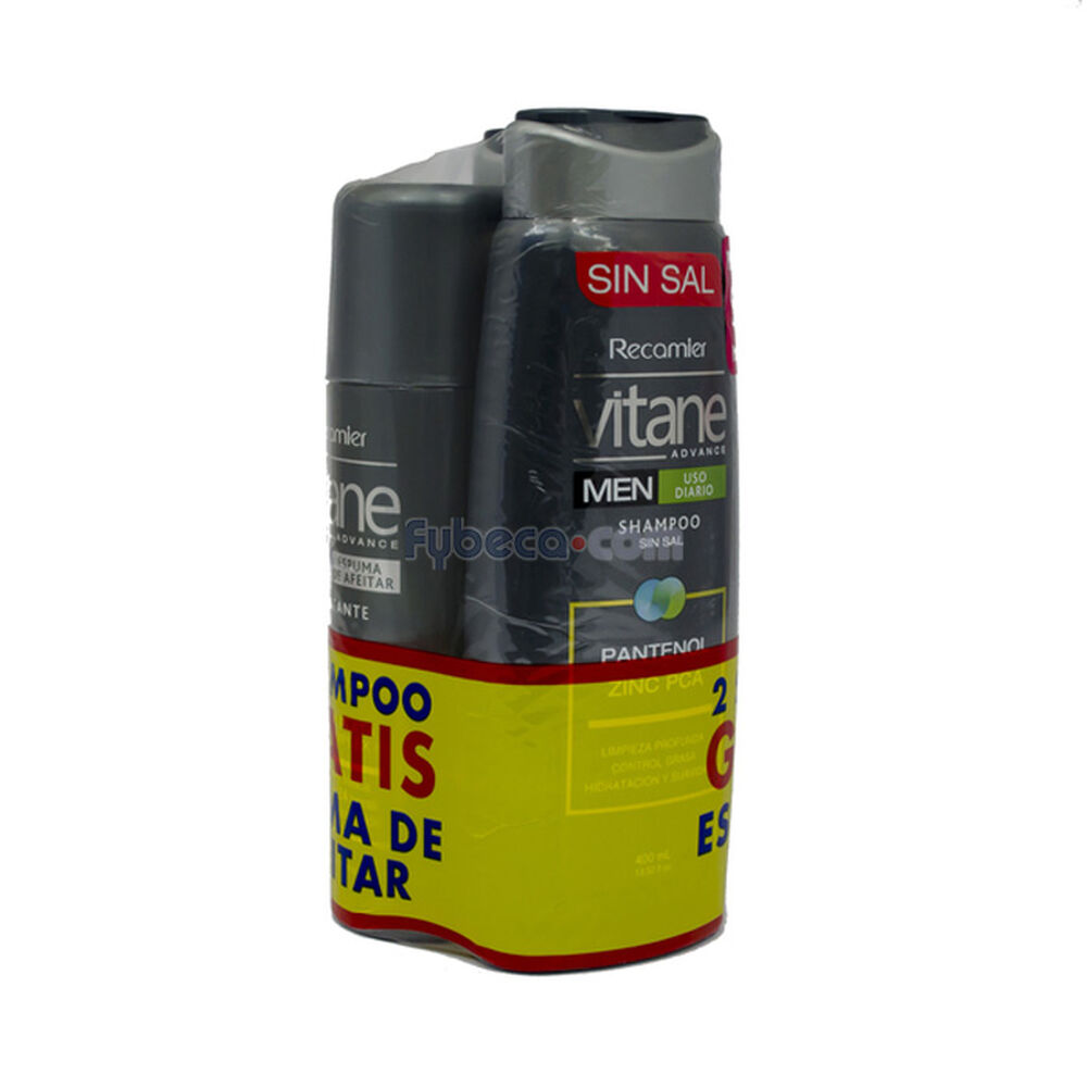 Shampoo-+-Crema-De-Afeitar-Recamier-Vitane-Advance-Men-Uso-Diario-400-Ml-/-200-Ml-Paquete-imagen