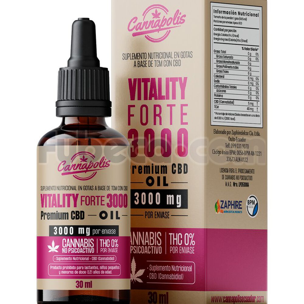 Cannapolis-Aceite-Vitality-Forte-Cbd-3000-Mg-/-30-Ml-imagen