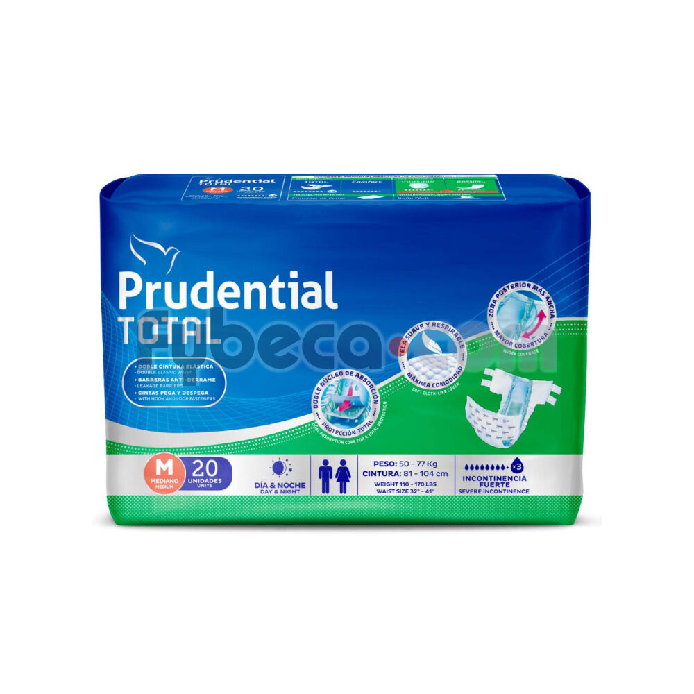 Pañales Para Adultos Total Unisex M 20 Unidades