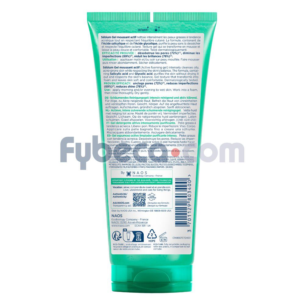 S&eacute;bium-Gel-Moussant-Actif-200ml---Gel-limpiador-piel-con-imperfecciones-imagen-2