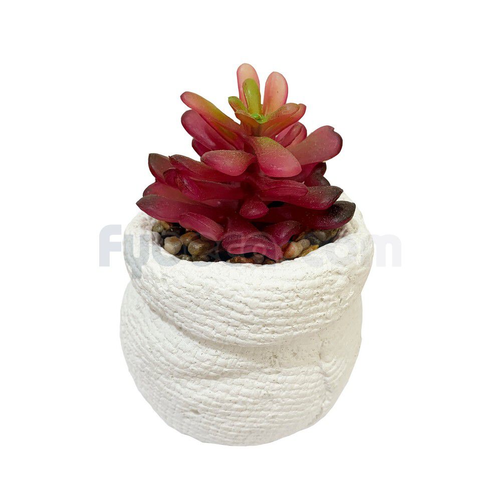 Planta-Artificial-con-Maceta-de-Cemento-Blanca-Decorativa-10.5x10x14-Cm-Unidad-imagen