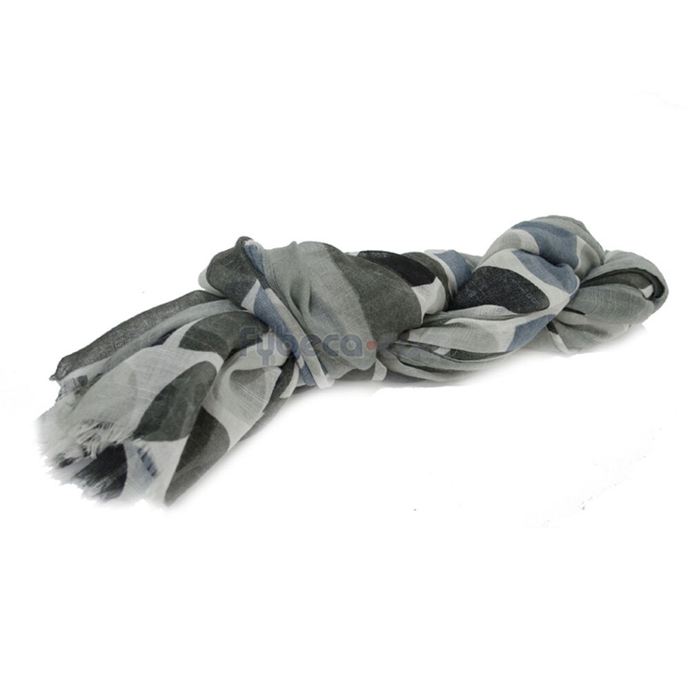 Bufanda-Estampado-Dise&ntilde;o-de-C&iacute;rculos-Celeste-Gris-Negro-Unidad-imagen