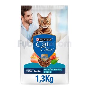Alimento-Para-Gatos-Vida-Sana-Salmón,-Pollo-Y-Queso-1.3-Kg-Bolsa-Unidad-imagen