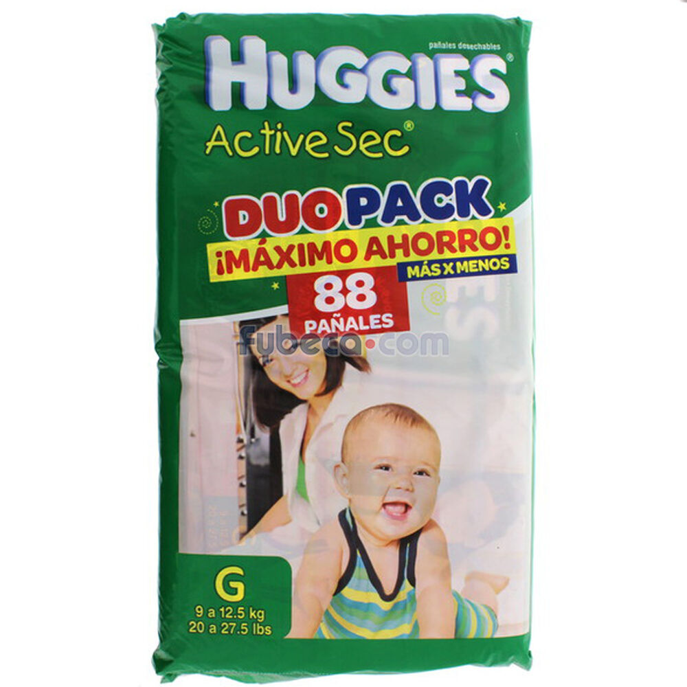 Pañales-Huggies-Active-Sec-Duo-Pack-G-Paquete-imagen