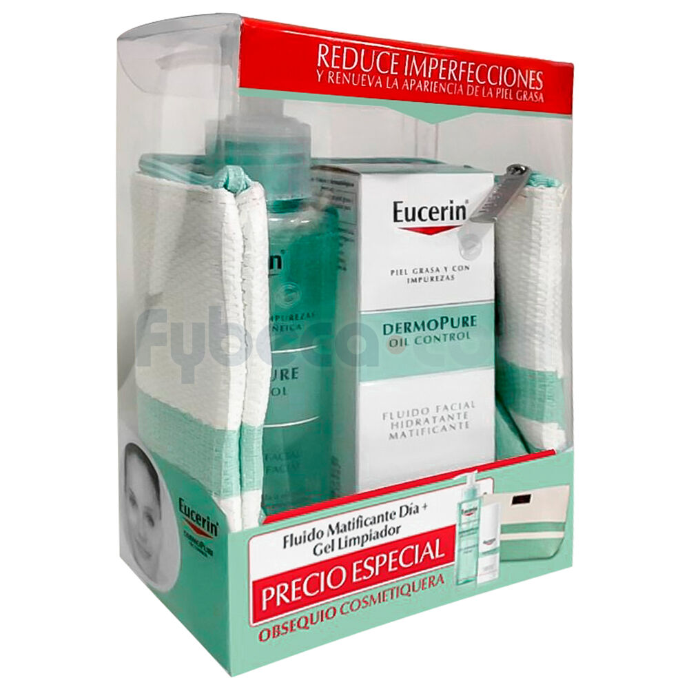 Fluído-Matificador-+-Gel-Limpiador-+-Cosmetiquera-Eucerin-Dermopure-Oil-Control-Paquete-imagen