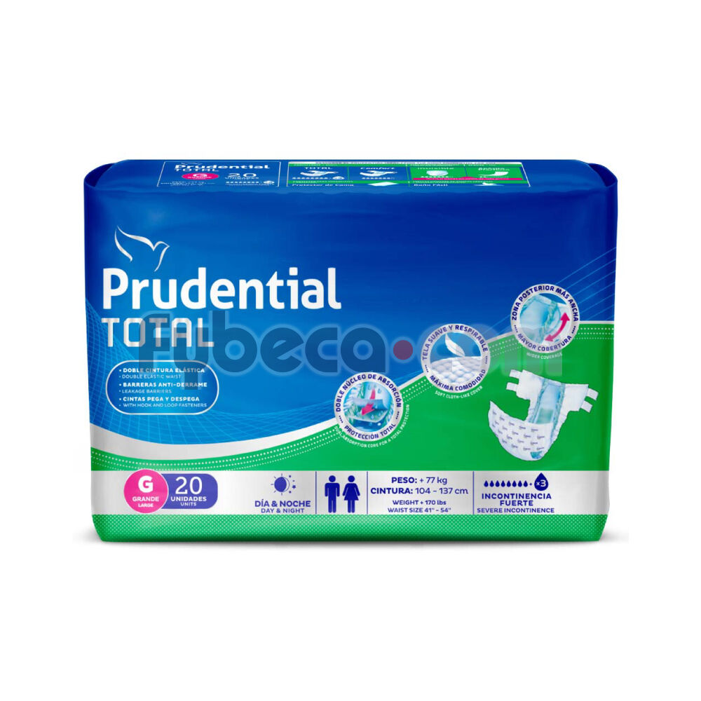 Pañales Para Adultos Total Unisex G 20 Unidades