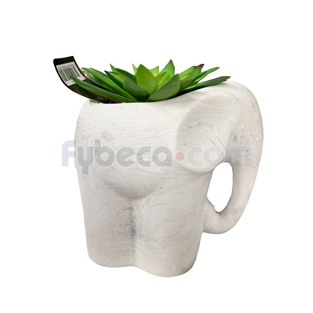 Planta-Artificial-con-Maceta-de-Cemento-en-Forma-de-Elefante-10.5x10x33-Cm-Decorativa-Unidad-imagen