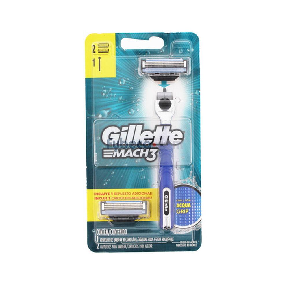 Máquina-Para-Afeitar-Recargable-Mach3-Sensitive-Aqua-Grip-Unidad-imagen