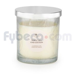 Monicandles-Vela-Envase-Tapa-Plateada-241G-White-Tea-And-Cotton-imagen