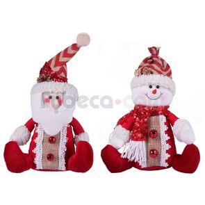 Adorno-Navideño-Santa-o-Muñeco-De-Nieve-Surtido-Rojo-Con-Yute-25-Cm-Unidad-imagen