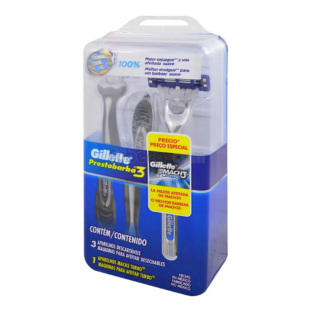 Afeitadora-Gillette-Prestobarba-3-Más-Gillete-Mach-Turbo-3-imagen