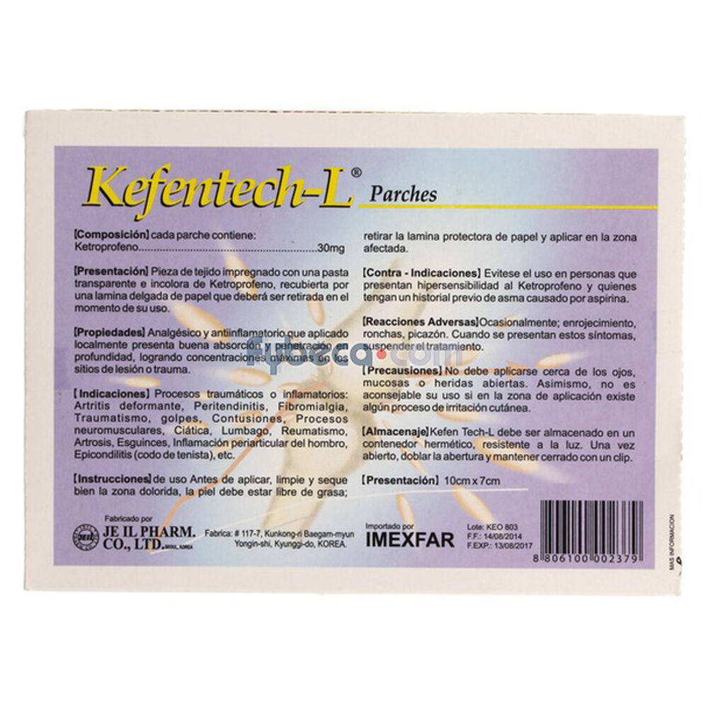 Una efectiva Álbum de graduación otro Kefentech-L 30 Mg Parches | Fybeca