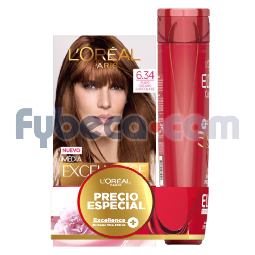 Tinte-De-Cabello-+-Shampoo-Excellence-Creme-Rubio-Oscuro-Chocolate-6.34-370-Ml-Paquete-Unidad-imagen