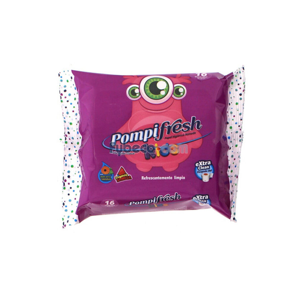 Papel-Higiénico-Húmedo-Pompifresh-Kids-16-Unidades-Paquete-imagen