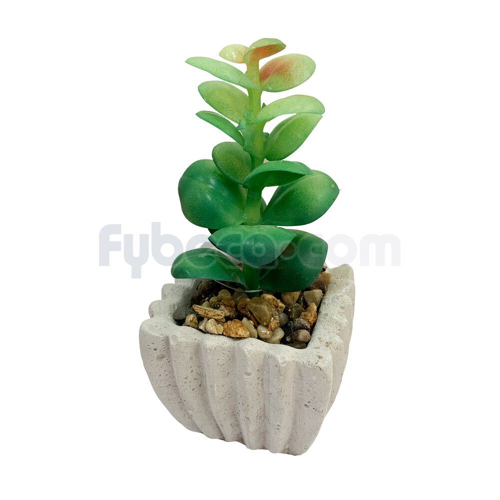 Planta-Artificial-Con-Maceta-de-Cemento-Decorativa-10.5x10x18-Cm-Unidad-imagen