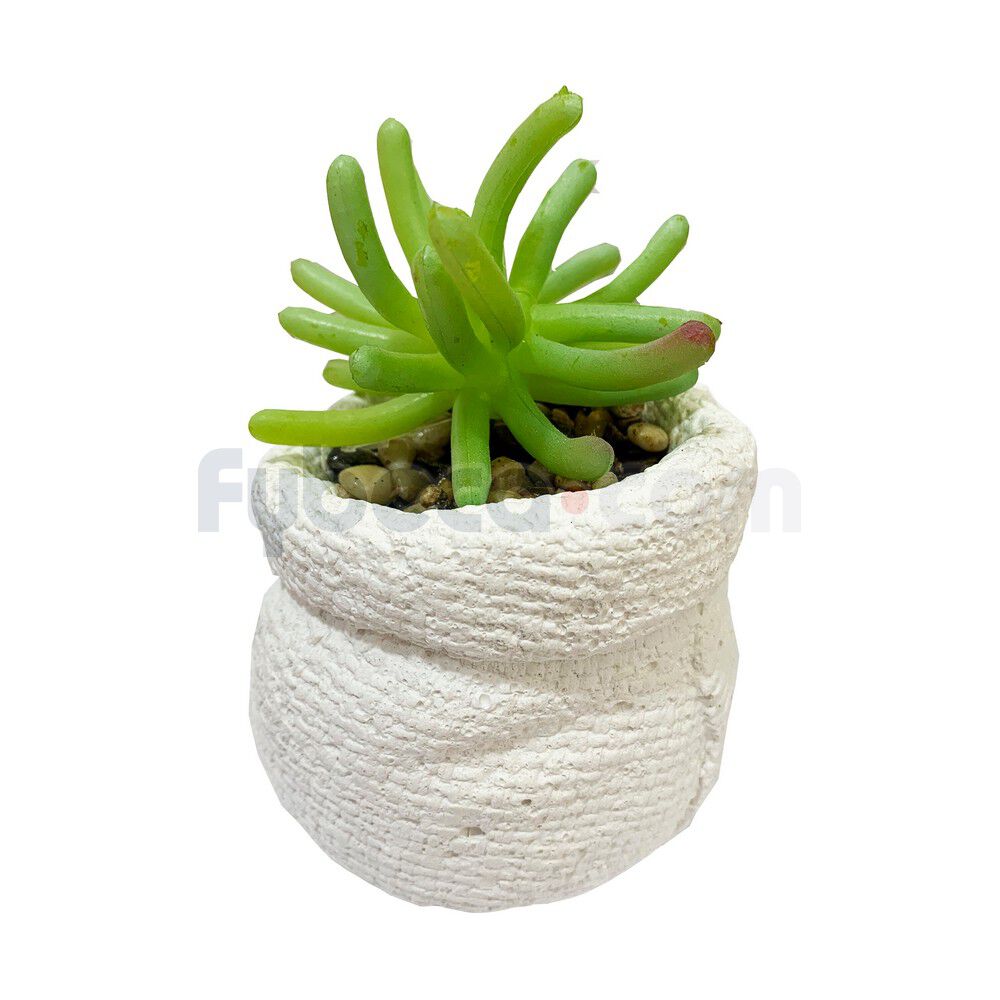 Planta-Artificial-con-Maceta-de-Cemento-Blanca-Decorativa-10.5x10x24-Cm-Unidad-imagen