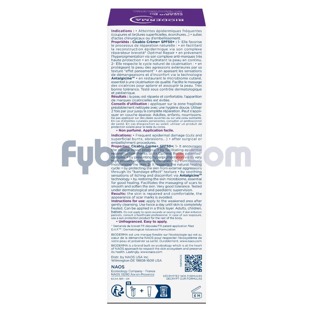 Cicabio-Crema+-SPF50+---Crema-calmante-reparadora-con-SPF-imagen-3