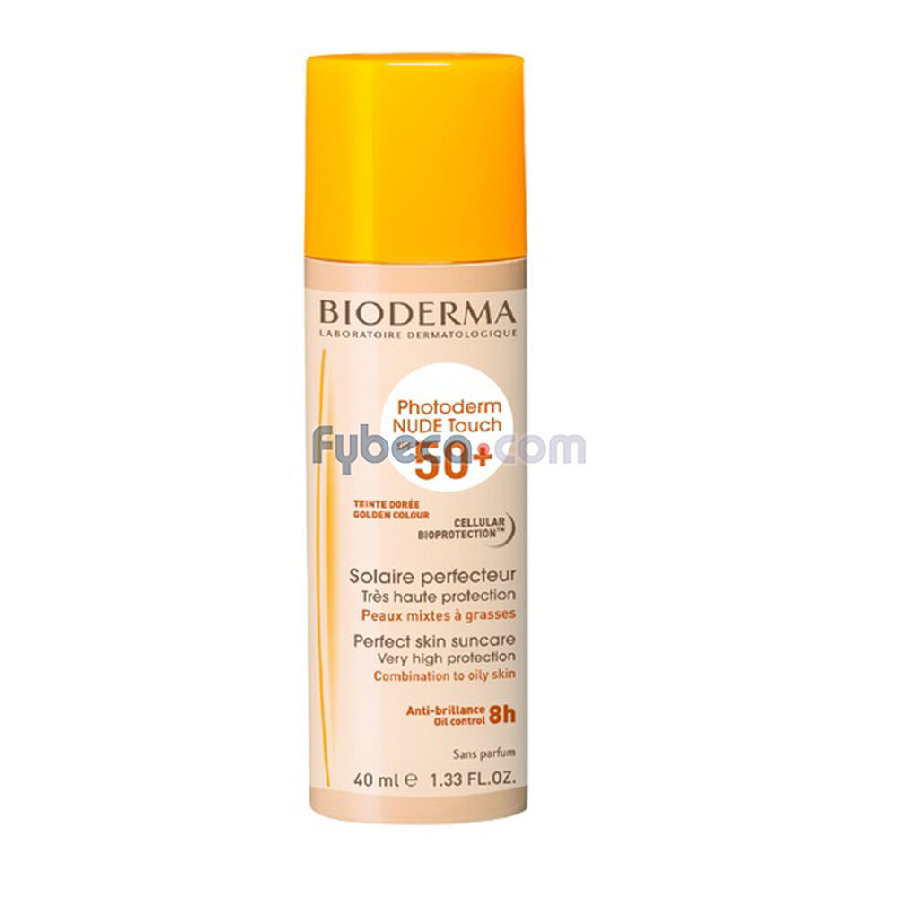 Protector-Solar-Bioderma-Photoderm-Nude-Touch-Spf50+-Doree-40-Ml-Frasco-imagen