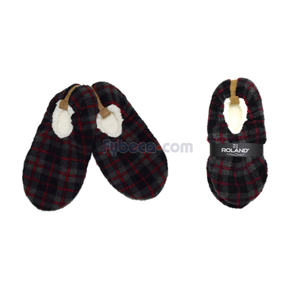 Pantuflas-Roland-Gris-Rojo-Hombre-Talla-10-12-Unidad-imagen