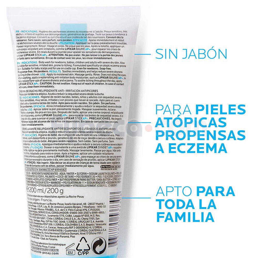 Gel-De-Ducha-Lipikar-Syndet-Ap+-Piel-Atópica-200-Ml-Botella-Unidad-imagen-3