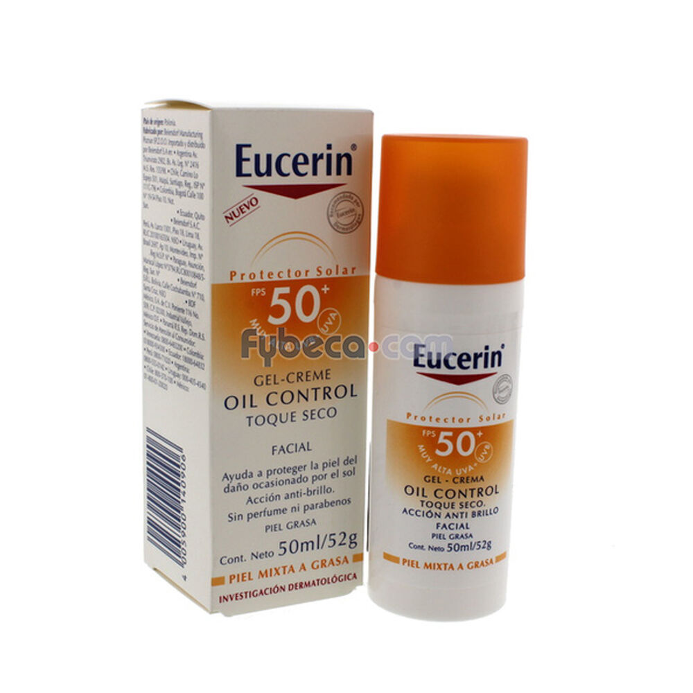 Protector Solar Eucerin Sun Oil Control Facial Fps50 50 Ml Frasco