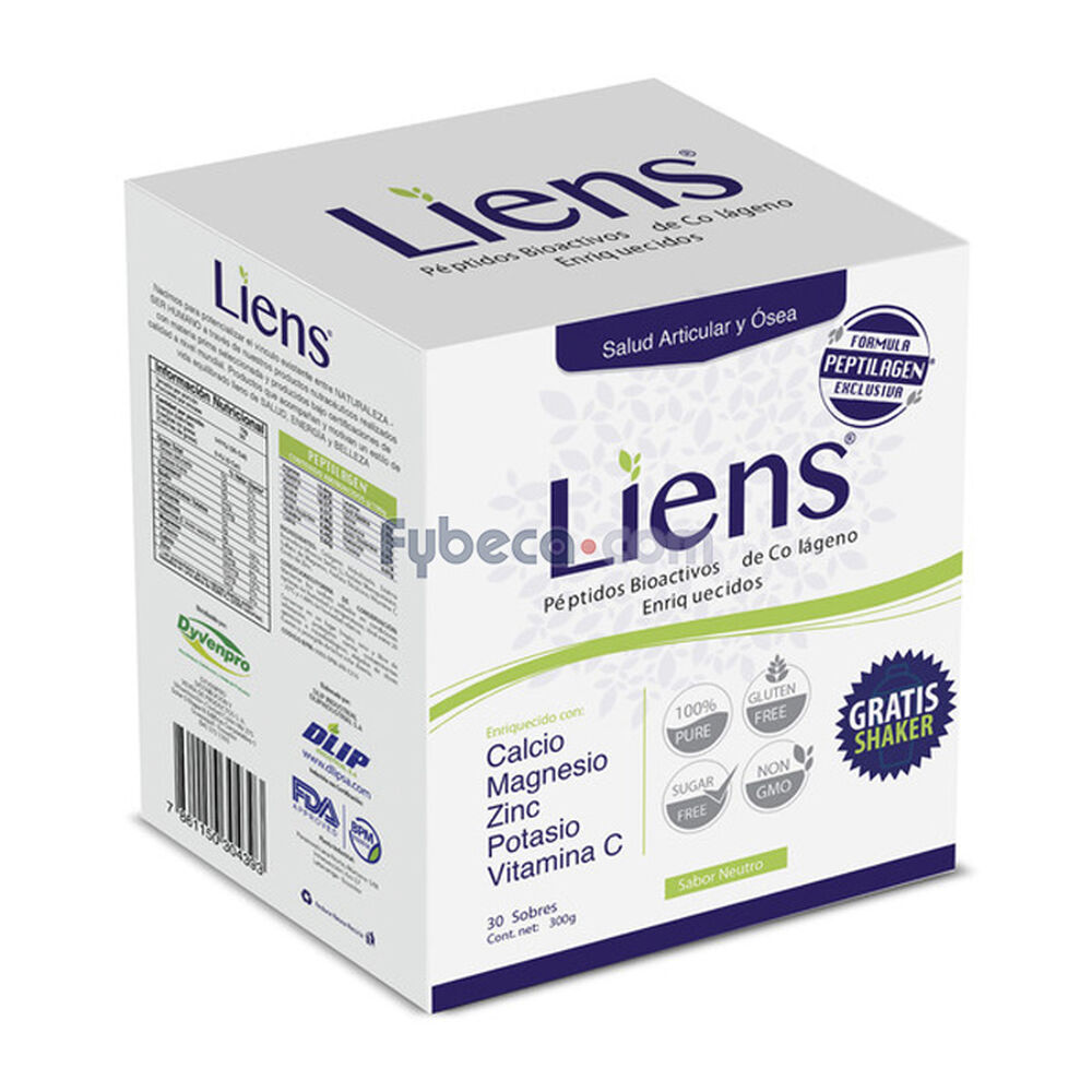 Liens-Colageno-Salud-Articular-Y-Osea-Sobres-300-G-C/30-Gratis-Shake-imagen