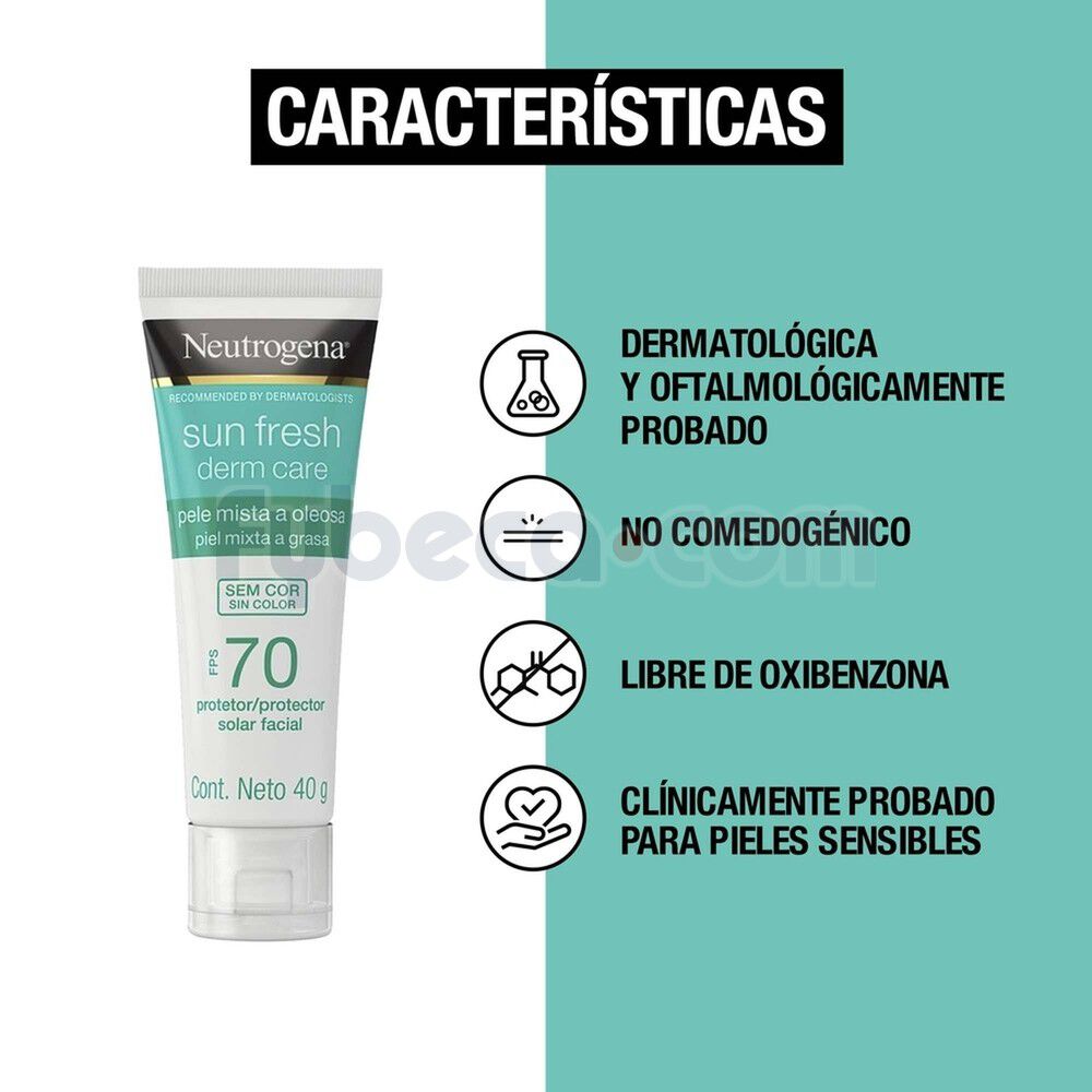 Protector-Solar-Facial-Neutrogena-Sun-fresh-Derm-care-Sin-color-FPS-70-40g-imagen-2