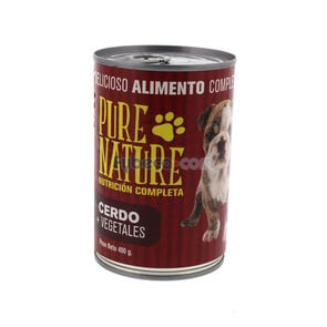 Alimento-Húmedo-Para-Perros-Pure-Nature-Cerdo-Y-Vegetales-400-G-Lata-imagen