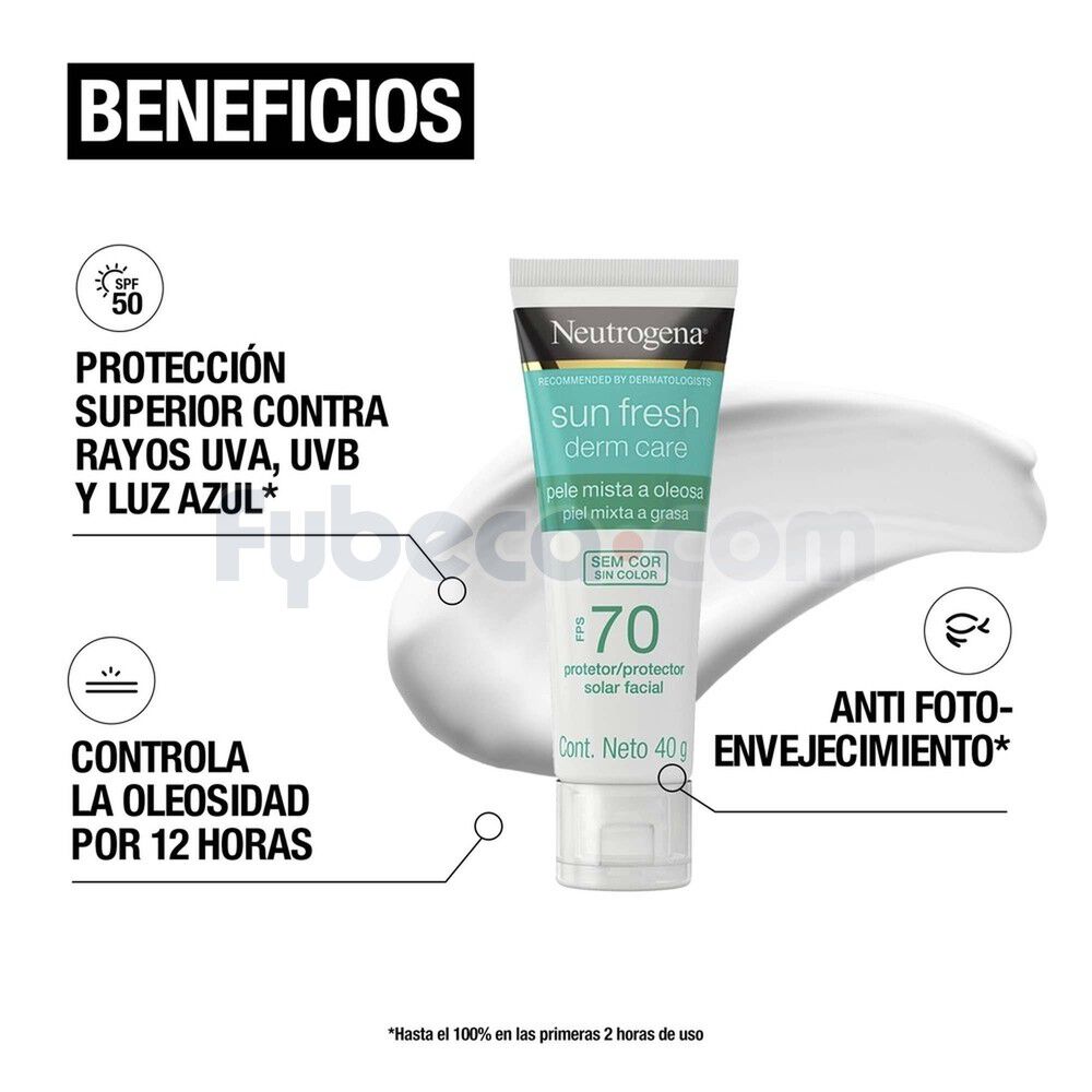 Protector-Solar-Facial-Neutrogena-Sun-fresh-Derm-care-Sin-color-FPS-70-40g-imagen-3