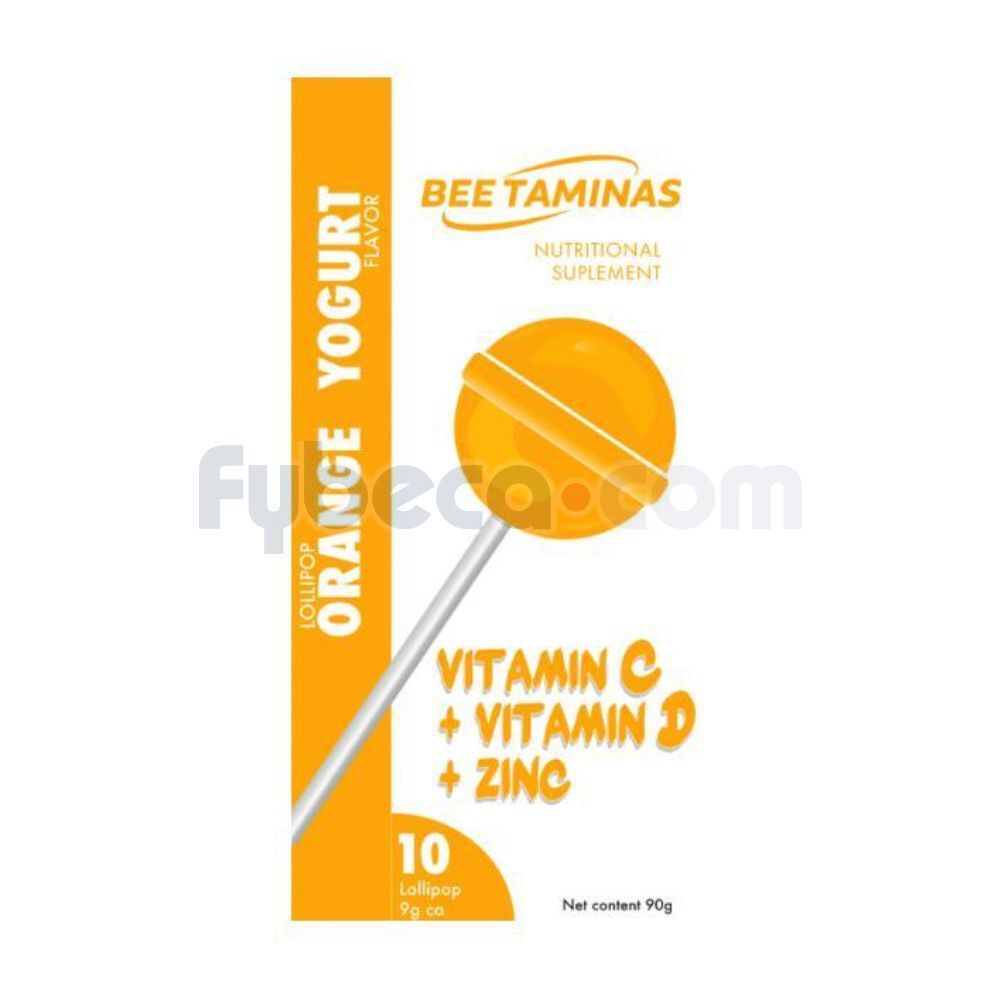 Chupete-Vitamina-C-Zinc-Bee-Farma-Yogurt-Naran-C/10-Unidad-imagen
