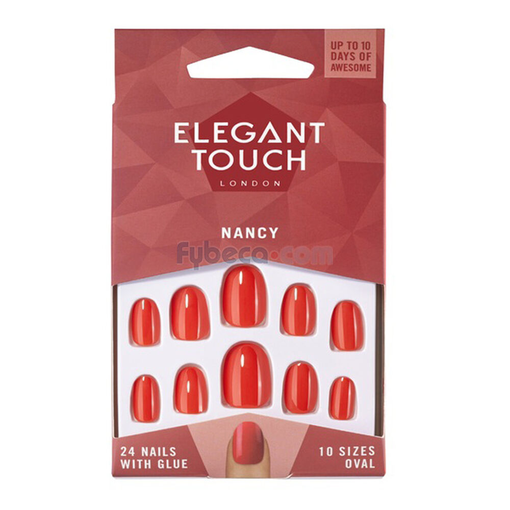 Uñas-Postizas-Elegant-Touch-Rojo-Brillante-X-24-Goma-Paquete-imagen