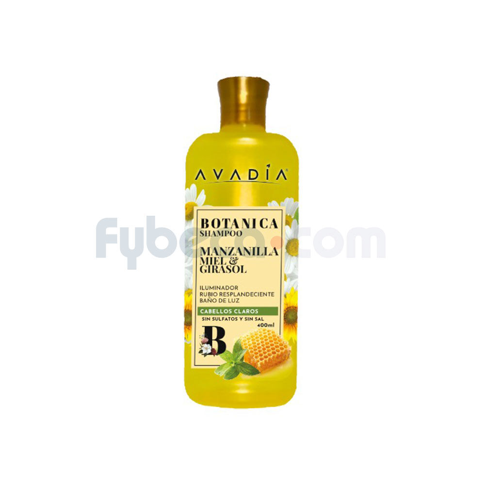 Botánica Shampoo Avadia Manzanilla Miel Girasol 400 Ml Unidad Fybeca