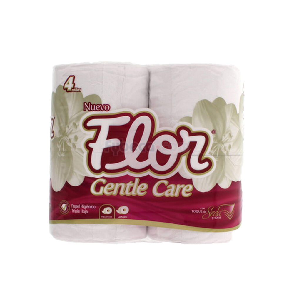 Papel-Higiénico-Flor-Gentle-Care-4-Rollos-Paquete-imagen