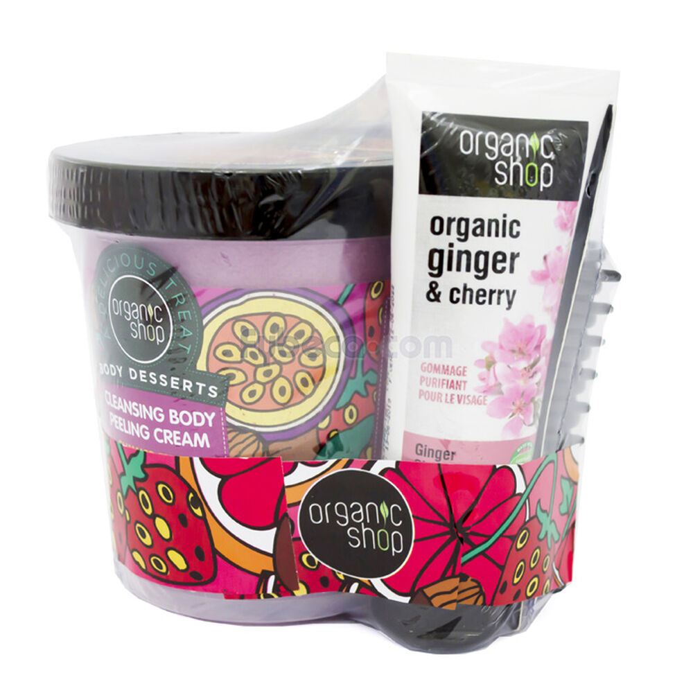 Crema-Corporal-Exfoliante-+-Exfoliante-Facial-Ginger-Cherry-+-Accesorio-De-Cabello-Paquete-imagen