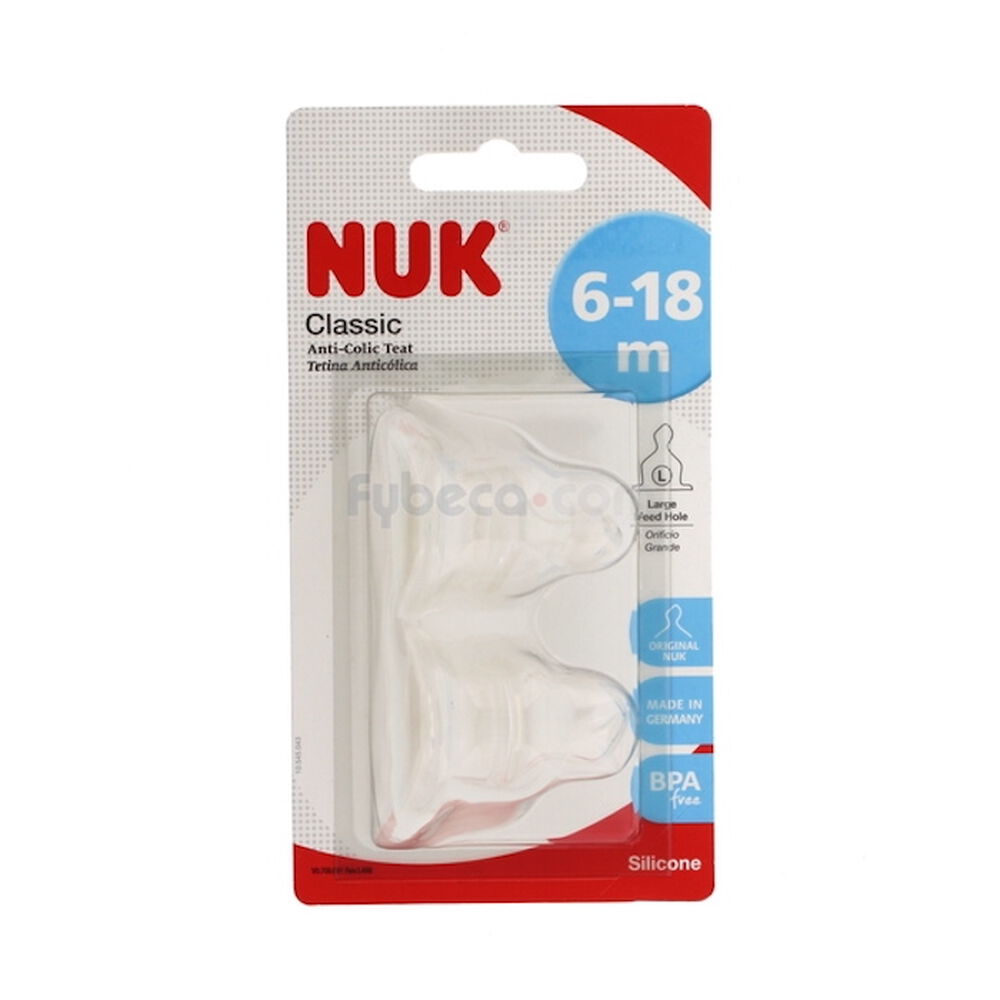 Chupones-Nuk-Classic-Tetina-Antic&oacute;lica-6-A-18-Meses-Orificio-Grande-Paquete-imagen