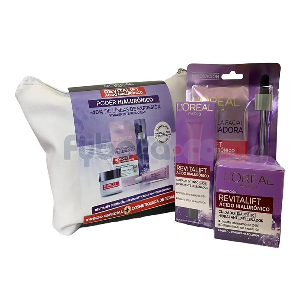 Crema-De-Día-Fps-20-+-Contorno-De-Ojos-+-Mascarilla-Rellenadora-Revitalift-Ácido-Hialurónico-+-Cosmetiquera-50-Ml-/-15-Ml-Paquete-imagen