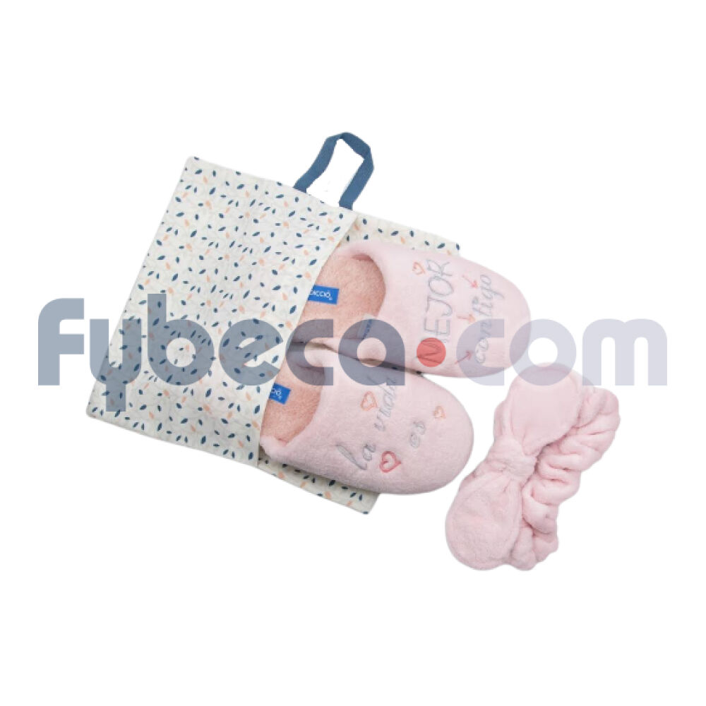 Pantuflas-+-Cintillo-Talla-36-Rosa-4-Unidades-imagen