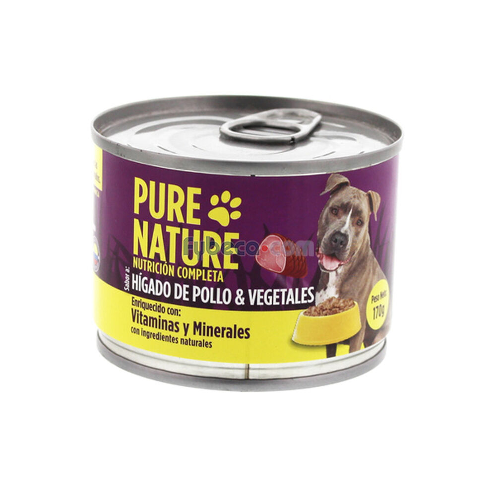 Alimento Para Perros Pure Nature Sabor Higado De Pollo Y Vegetales 170 G  Lata | Fybeca