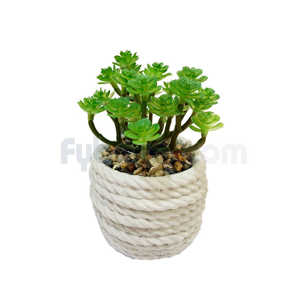 Planta-Artificial-con-Maceta-de-Cemento-Blanca-Decorativa-10.5x10x12-Cm-Unidad-imagen