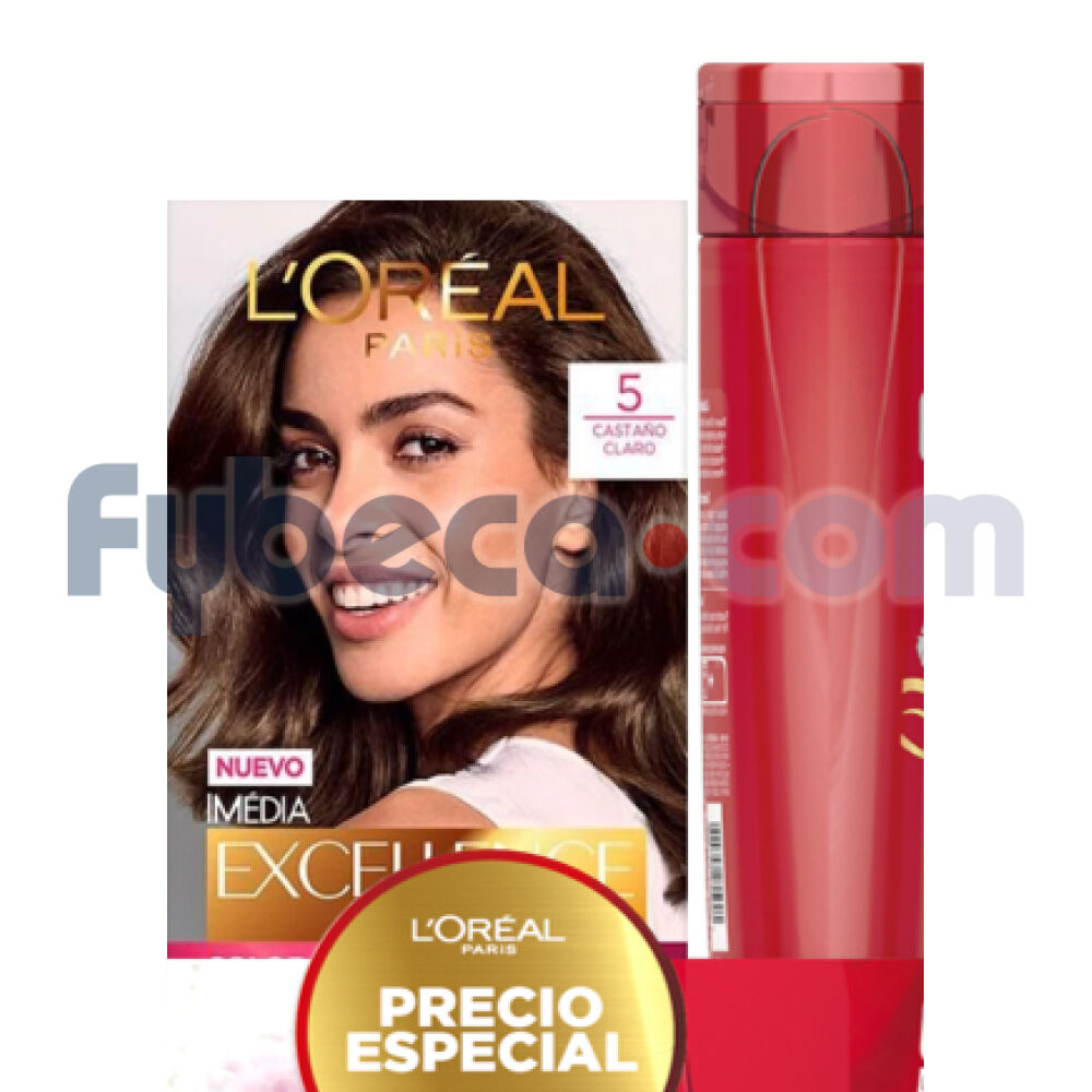 Tinte-De-Cabello-+-Shampoo-Excellence-Creme-Casta&ntilde;o-Claro-5-370-Ml-Paquete-Unidad-imagen