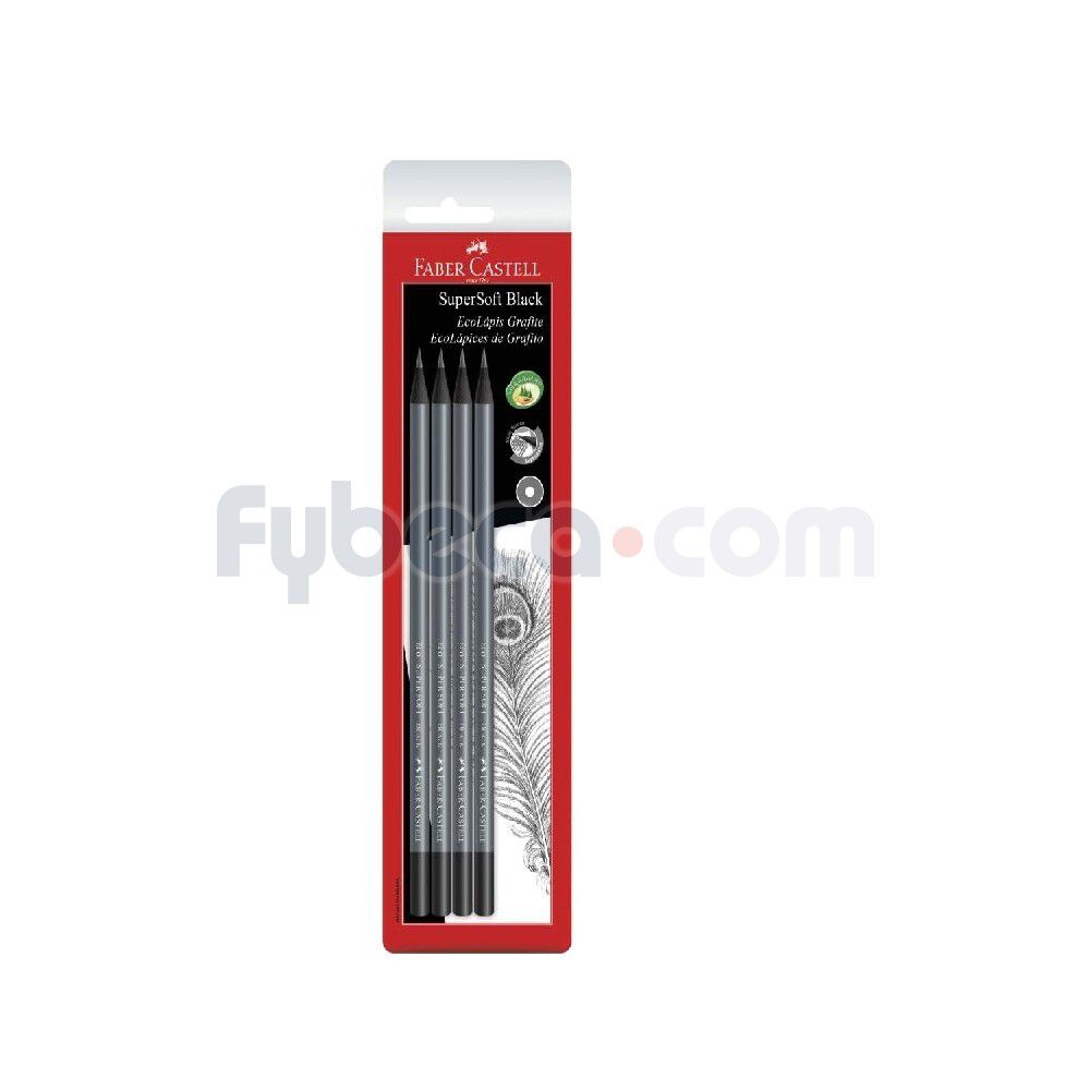 Blister-4-Lapiz-Grafito-Super-Soft-Redondo-Black-Faber-Castell-Sm/907Soft-imagen