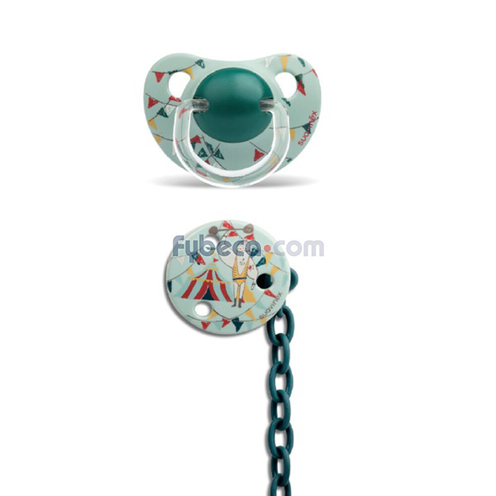 Chupón-Suavinex-Anatómico-Más-Broche-Diseño-Circo-Forzudo-Unidad-imagen