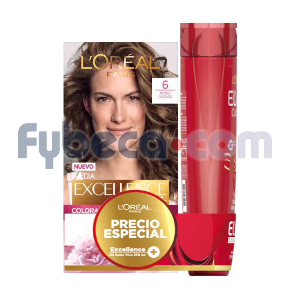 Tinte-De-Cabello-+-Shampoo-Excellence-Creme-Rubio-Oscuro-6-370-Ml-Paquete-Unidad-imagen