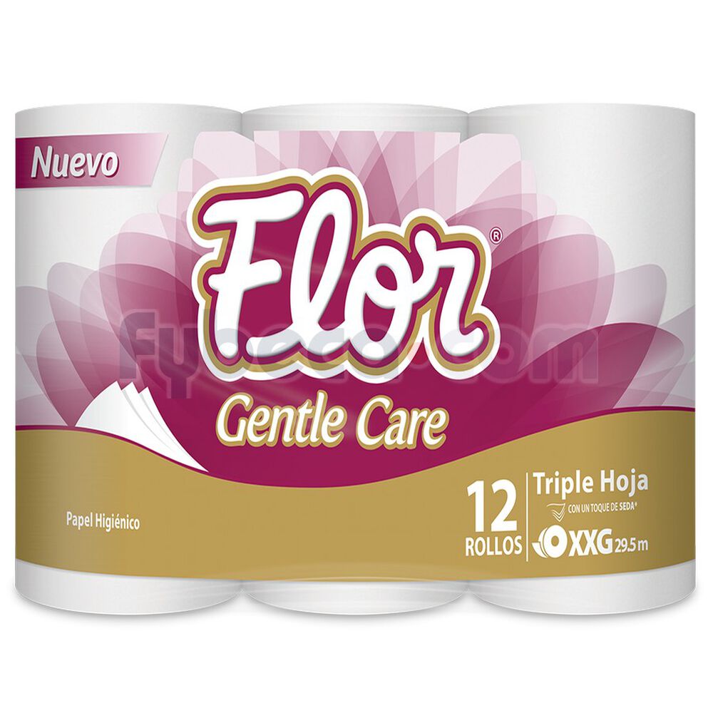 Papel-Higiénico-Flor-Gentle-Care-12-Rollos-Paquete-imagen