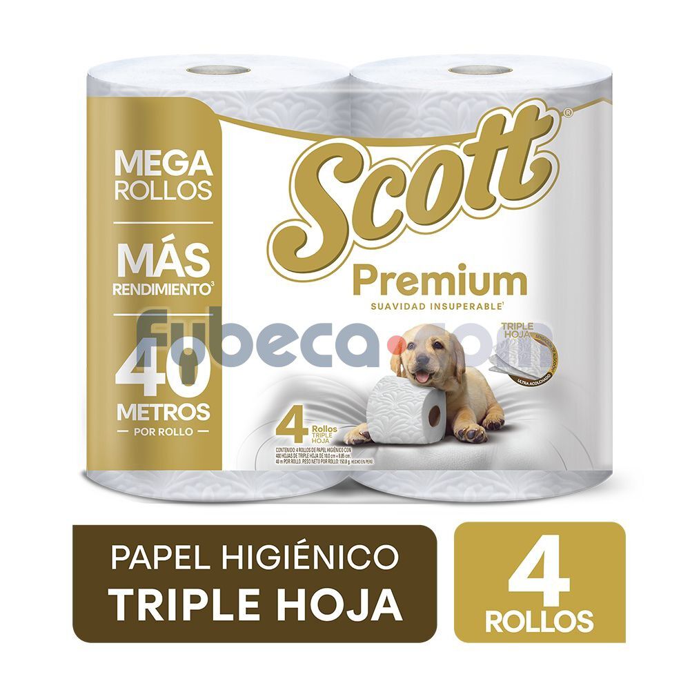 Papel-Higi&eacute;nico-Scott-Premium-Rollo-Rendidor-Triple-Hoja-6-x-4-x-400,-40-m-imagen
