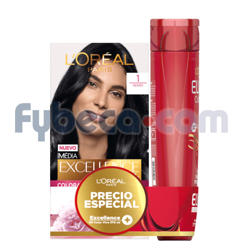 Tinte-Excellence-1-Negro-+-Shampoo-Elvive-370-Ml-Paquete-imagen