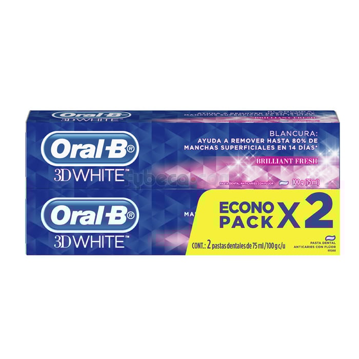 Pasta Dental 3D White Oral B 75 Ml Paquete Fybeca