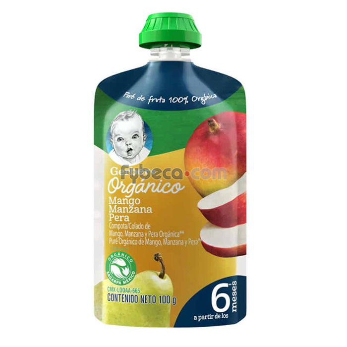 Compota De Frutas Orgánico Mango Manzana Y Pera 100 G Doypack Unidad ...