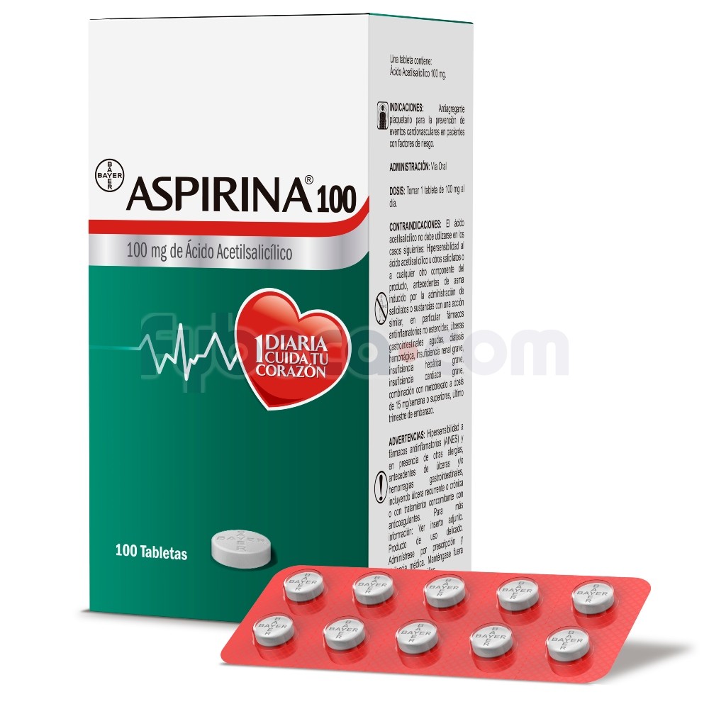 Aspirina Tabs. 100 Mg C/100 Suelta Fybeca