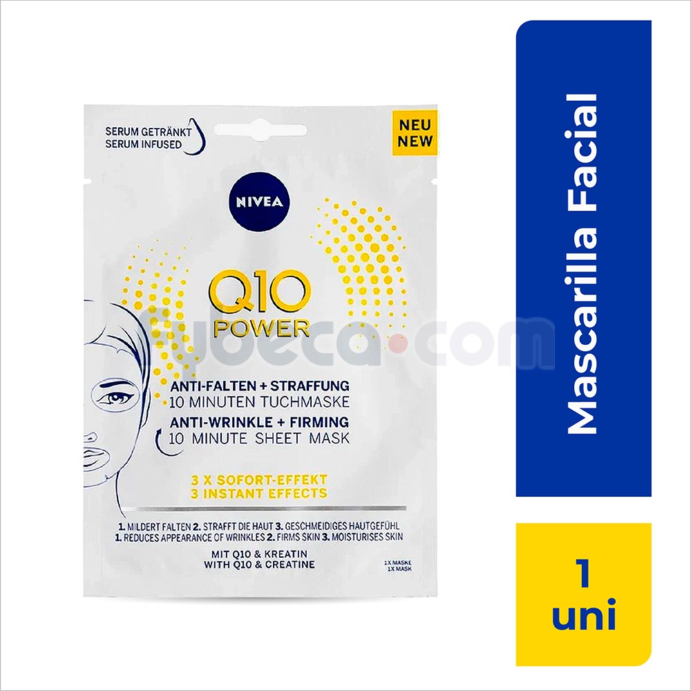 NIVEA Q10 Energy Gesichtsmaske Mit Vitamin C – Anti-Falten, 1 Stück, Für Sofortige Strahlkraft